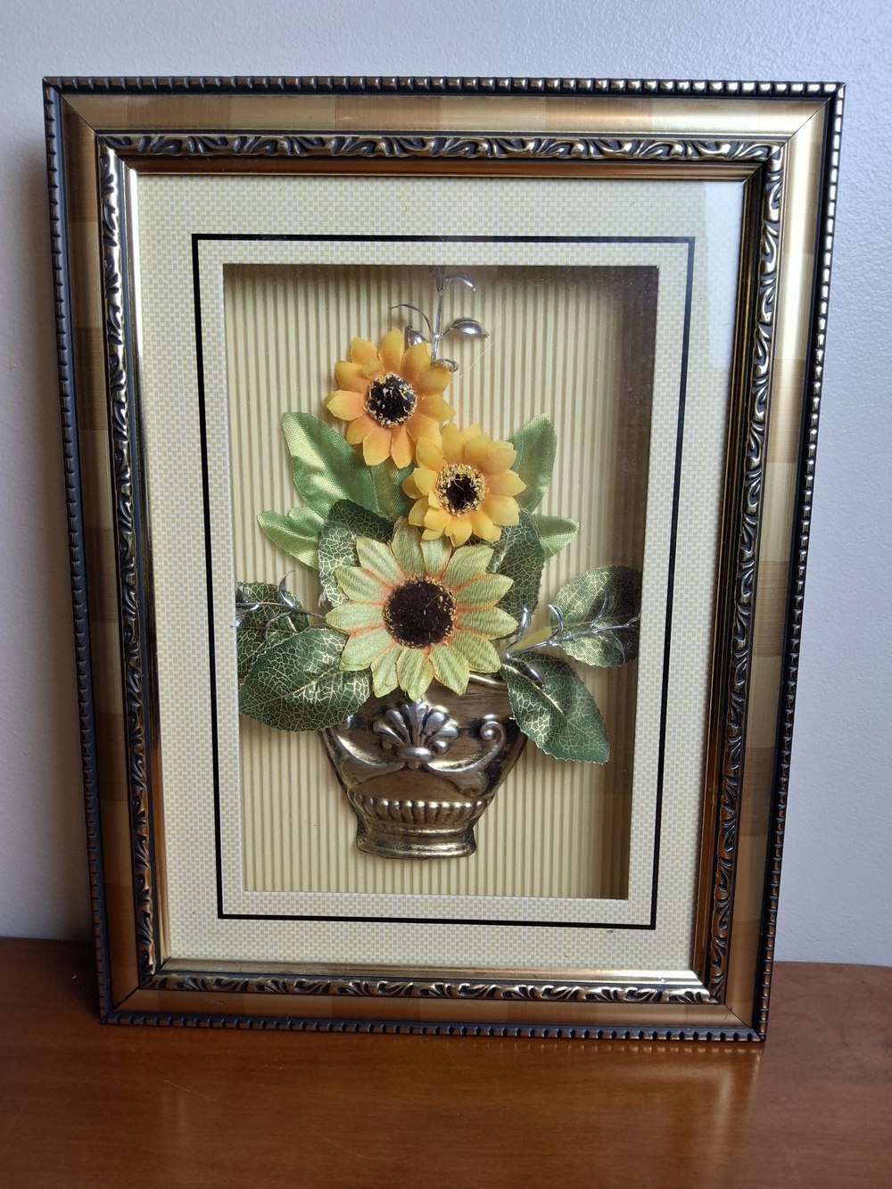 Gold Framed Sunflower Shadow Box Wall Art by